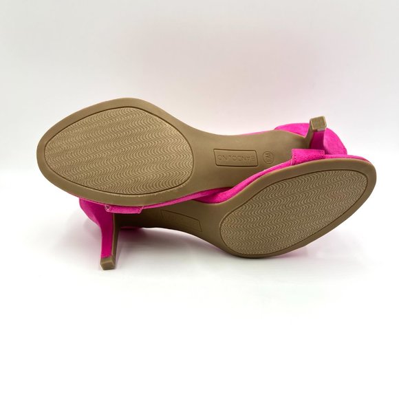 Bandolino Womens Size 10 Fuchsia Pink Faux Suede Microsuede Sandals Heels Shoes - Picture 9 of 13